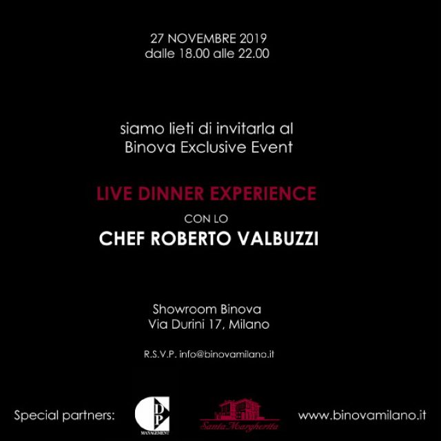 Live Dinner Experience con lo Chef Roberto Valbuzzi